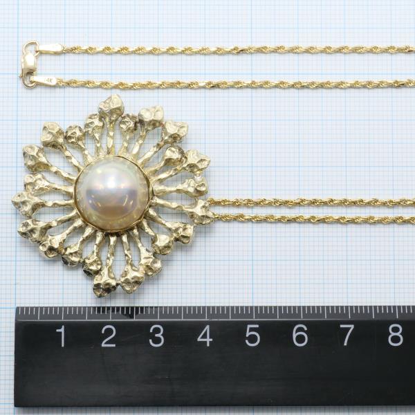 14K Yellow Gold Mabe Pearl Necklace in Excellent Condition