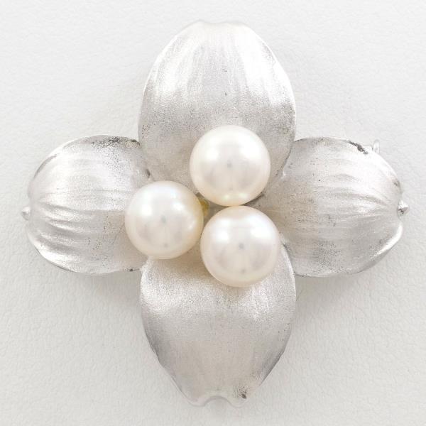 Silver Brooch Pendant Top with Pearl in Pristine Condition