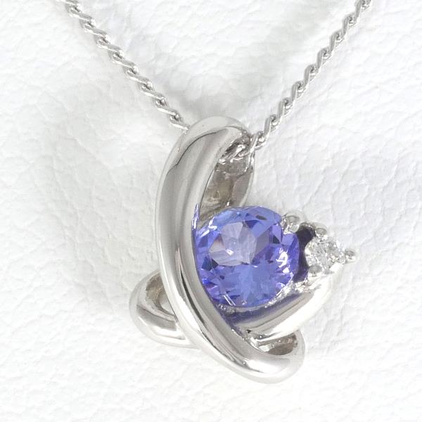 PT900 Platinum PT850 Necklace Tanzanite Diamond in Excellent Condition