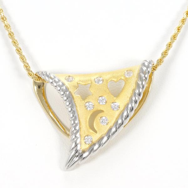 K14 Yellow/White Gold Zircon Necklace in Excellent Condition