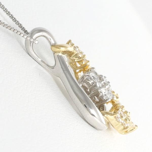 PT900 Platinum K18 Yellow White Gold Diamond Necklace in Excellent Condition