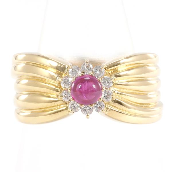 K18 Yellow Gold Ruby Diamond Ring 12.5 in Excellent Condition