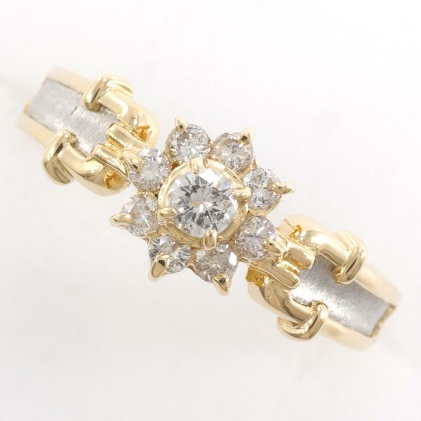 PT900 Platinum K18 Yellow Gold Diamond Ring in Excellent Condition