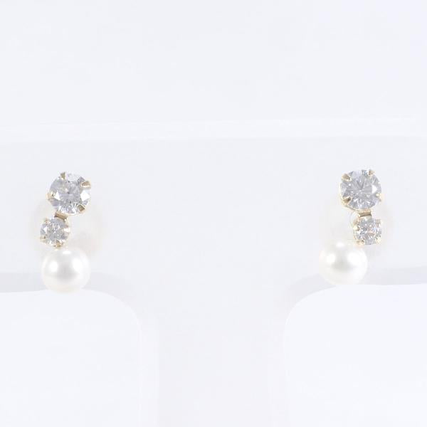 K10 Yellow Gold Pearl Earrings