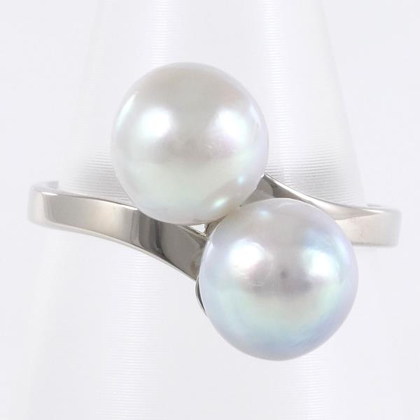 K18 White Gold Pearl Ring 9.5 in Excellent Condition