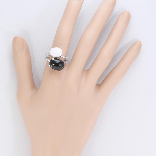 K18 White Gold Onyx Chalcedony Diamond Ring