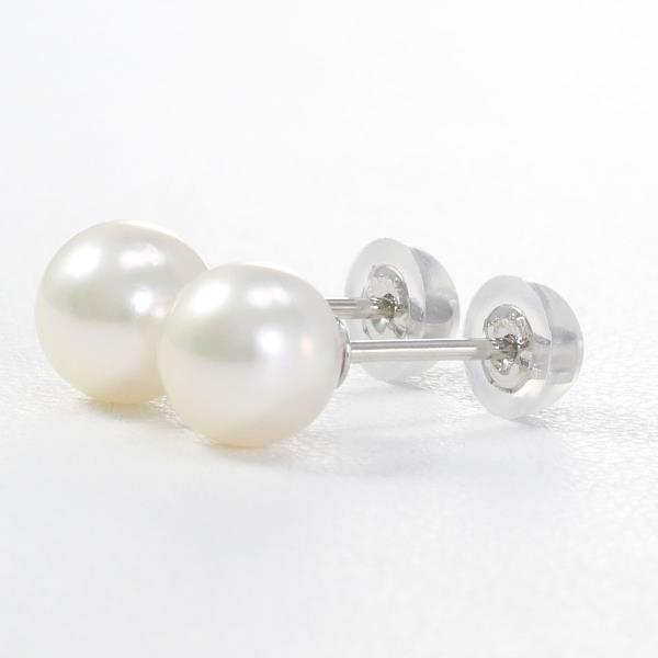 PT900 Platinum Pearl Earrings in Excellent Condition