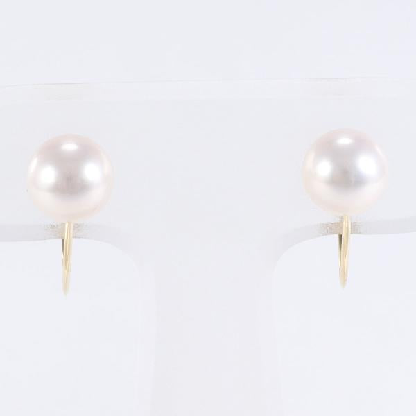 K18 Yellow Gold Pearl Earrings in Excellent Condition