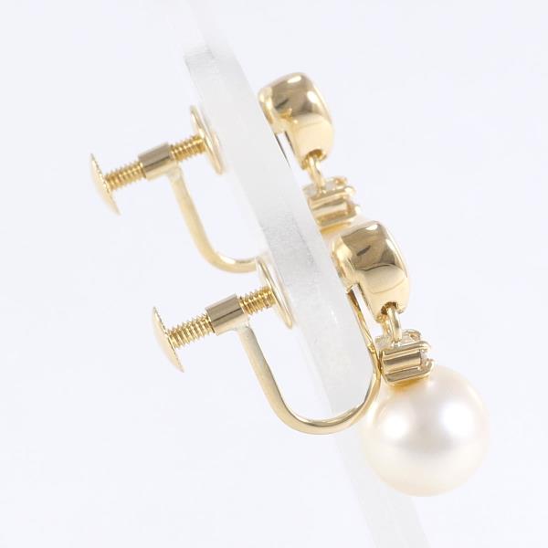 K18 Yellow Gold Pearl Earrings in Great Condition