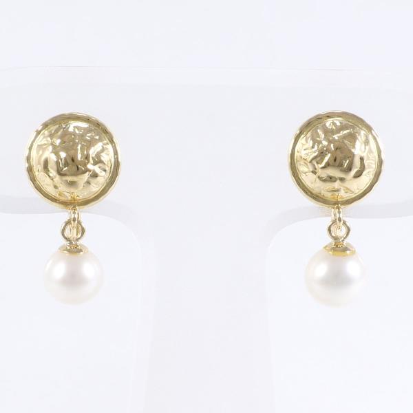 K18 Yellow Gold Pearl Earrings in Excellent Condition