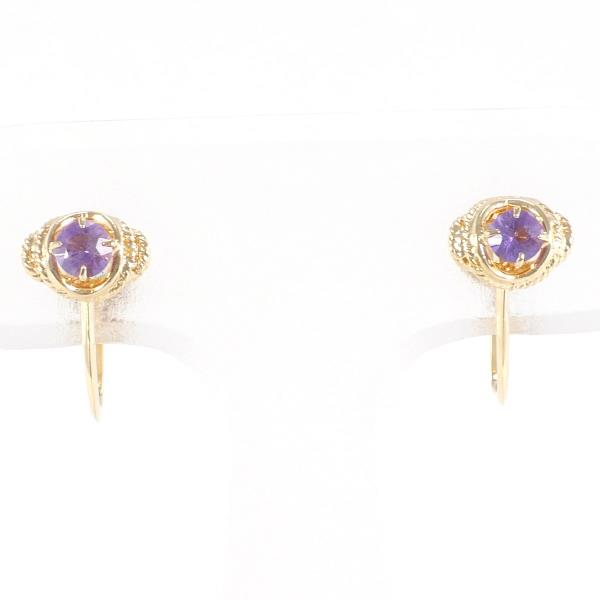 K18 Yellow Gold Amethyst Earrings in Excellent Condition