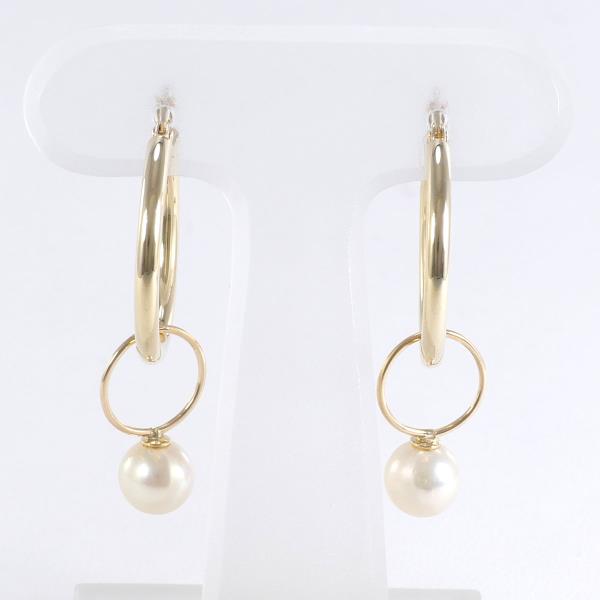 K18 Yellow Gold Pearl Earrings in Excellent Condition