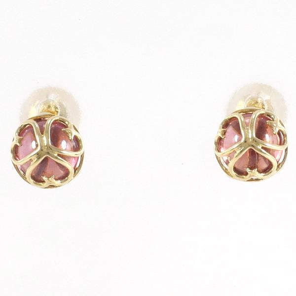 K18 Yellow Gold Earrings with Natural Stone in Excellent Condition