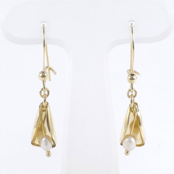 K14 Yellow Gold Pearl Earrings in Excellent Condition