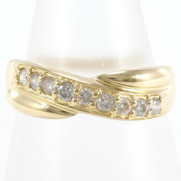 K18 Yellow Gold Diamond Ring 10.5 in Excellent Condition