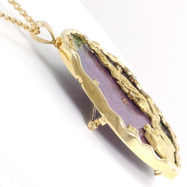 K18 Yellow Gold Ruby Zoisite Necklace Brooch