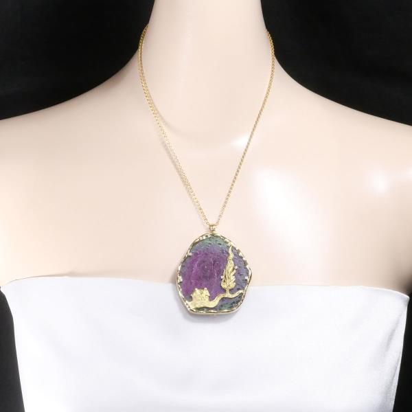 K18 Yellow Gold Ruby Zoisite Necklace Brooch