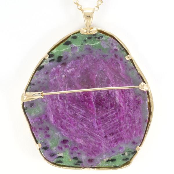 K18 Yellow Gold Ruby Zoisite Necklace Brooch