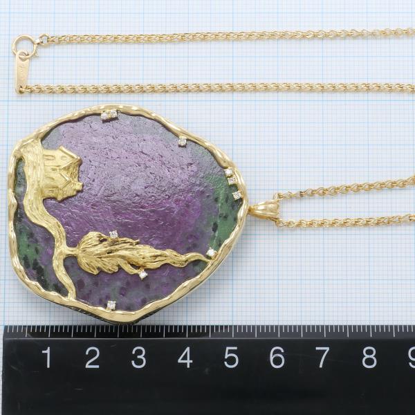 K18 Yellow Gold Ruby Zoisite Necklace Brooch