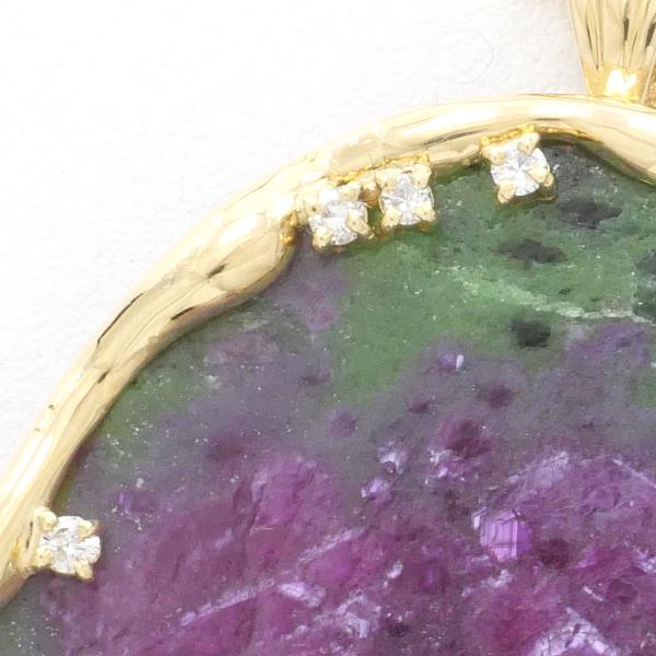 K18 Yellow Gold Ruby Zoisite Necklace Brooch