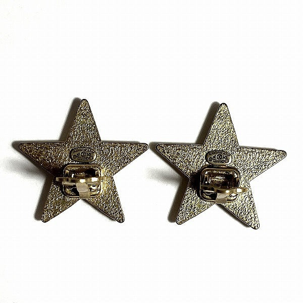 Chanel Coco Mark Star Earrings Green 01P in Good Condition