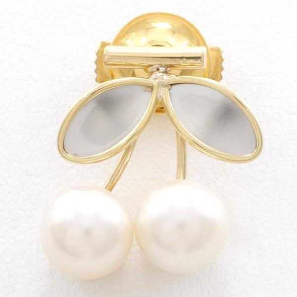 PT850 Platinum K18 Yellow Gold Pearl Pin Brooch