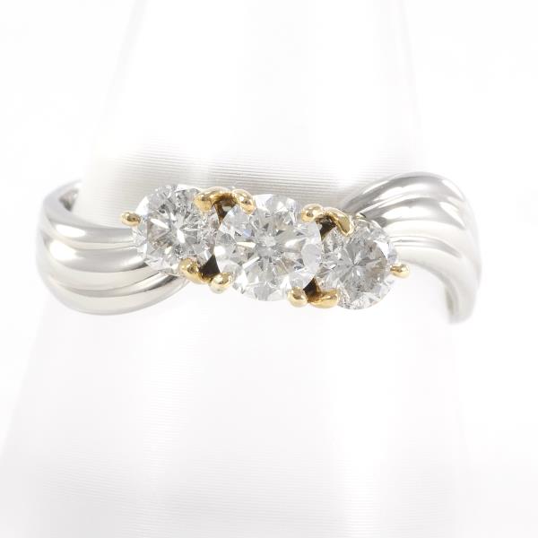 PT900 Platinum K18 Yellow Gold Diamond Ring 19号 1.00ct in Excellent Condition