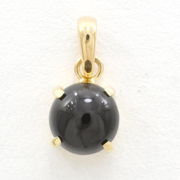 K18 Yellow Gold Black Star Sapphire Pendant Top in Pristine Condition