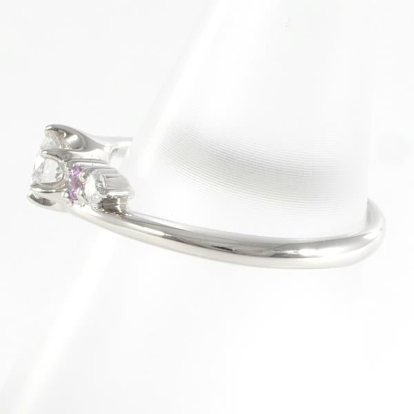 PT950 Platinum Diamond Ring with Pink Sapphire, 5.5 Size in Excellent Condition