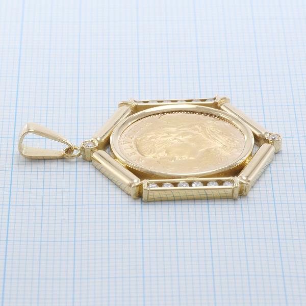 Swiss Helvetia 20 Franc Gold Coin Pendant K21.6YG K18YG Diamond in Excellent Condition