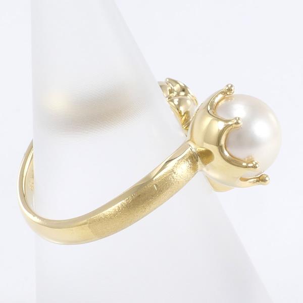 K18 Yellow Gold Pearl Ring with Sapphire and Diamond