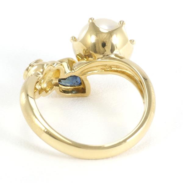 K18 Yellow Gold Pearl Ring with Sapphire and Diamond