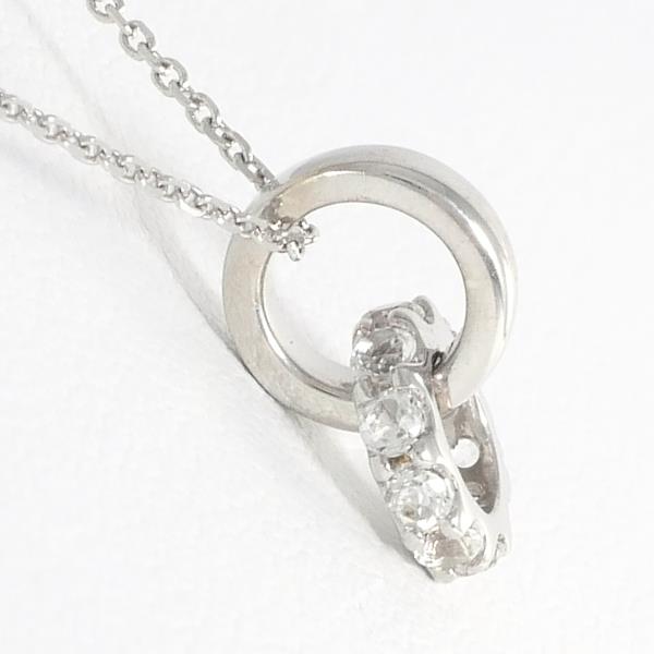 4℃ K10 White Gold Necklace with Synthetic Stone in Excellent Condition