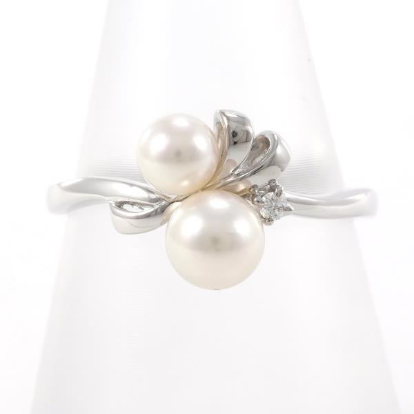 Mikimoto K18 White Gold Pearl Ring 13.5 in Excellent Condition