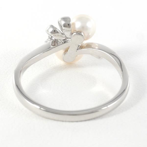 Mikimoto K18 White Gold Pearl Ring 13.5 in Excellent Condition