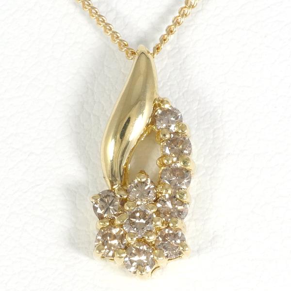 K18 Yellow Gold Necklace with Brown Diamond in Excellent Condition