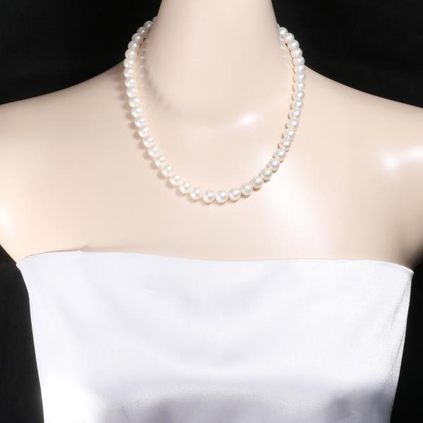 Silver Necklace with Akoya Pearls, 44cm, 43.8g in Great Condition