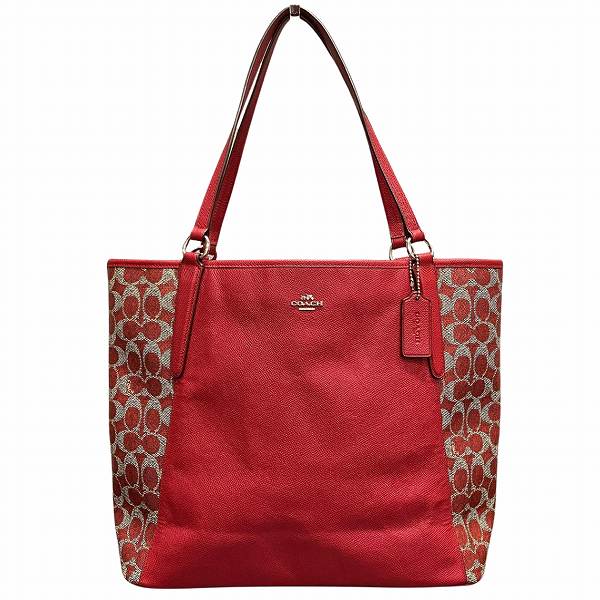 Coach Signature PVC Leather Tote Handbag 33480