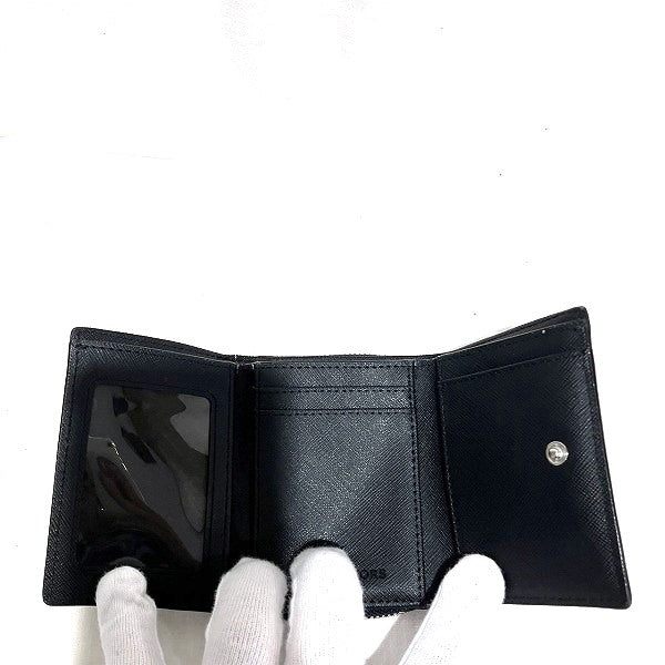 Michael Kors Black Leather Tri-Fold Wallet in Good Condition