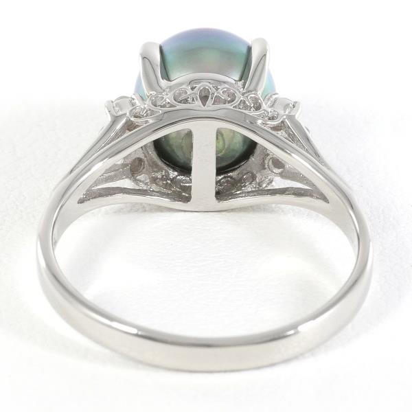 PT900 Platinum Ring with 8mm Pearl and 0.09ct Diamond in Excellent Condition