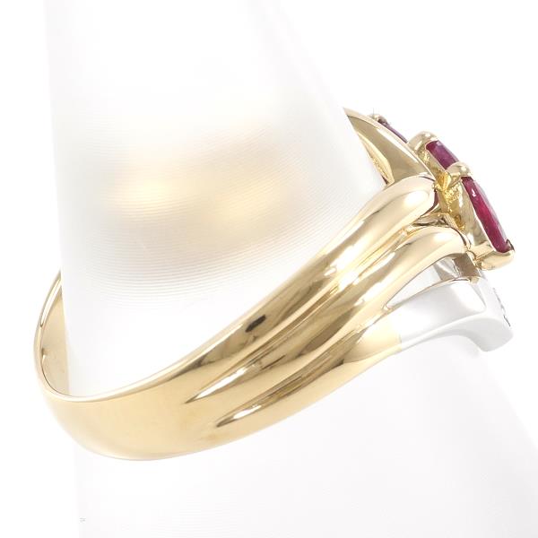 PT900 Platinum K18 Yellow Gold Ruby Ring in Excellent Condition