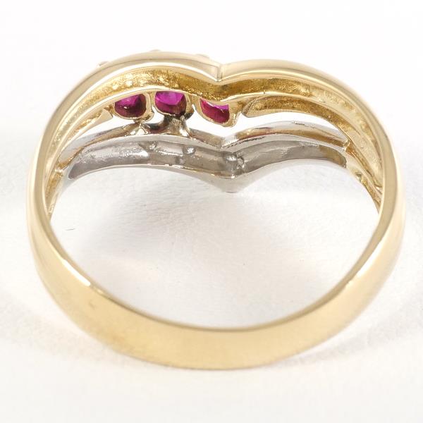 PT900 Platinum K18 Yellow Gold Ruby Ring in Excellent Condition