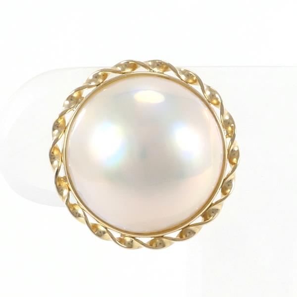 K18 Yellow Gold Pearl Earrings Clip/Stud in Great Condition