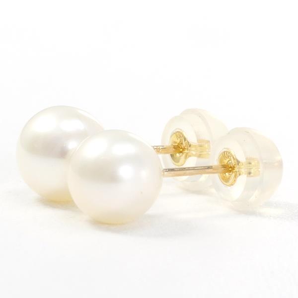 K18 Yellow Gold Pearl Earrings in Excellent Condition