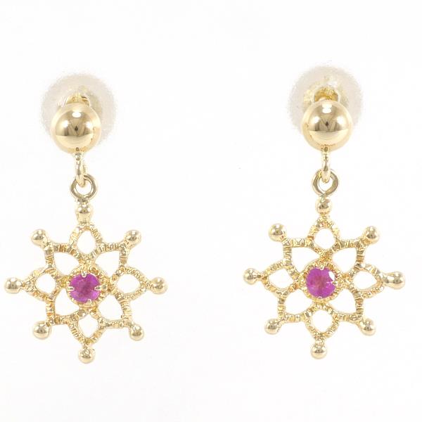 K18 Yellow Gold Ruby Earrings in Excellent Condition