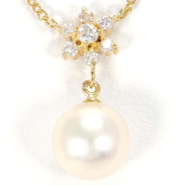 K18 Yellow Gold Pearl Necklace in Excellent Condition