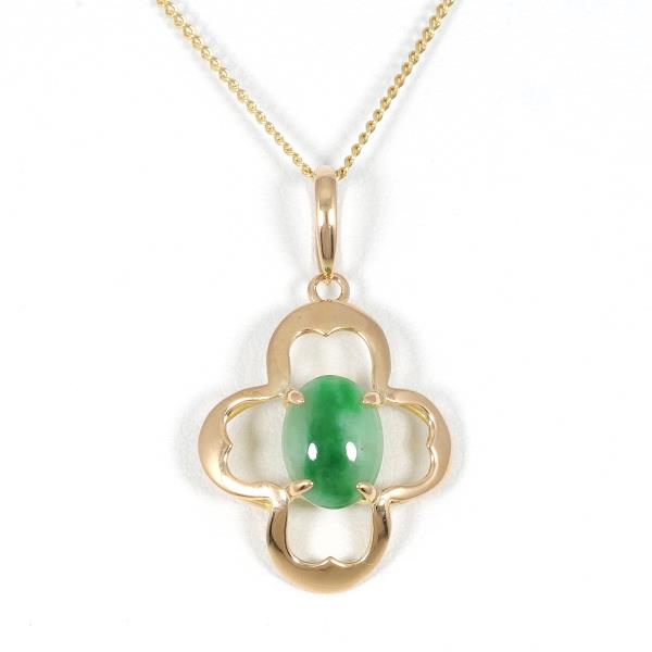 18K Yellow Gold Jade Necklace in Excellent Condition