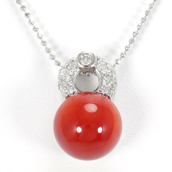 K18 White Gold Coral Necklace 0.15ct