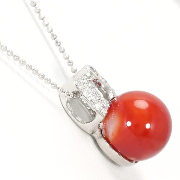 K18 White Gold Coral Necklace 0.15ct