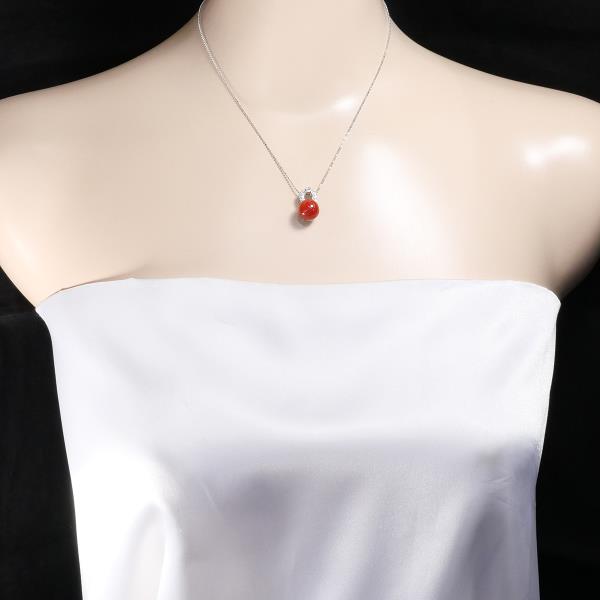 K18 White Gold Coral Necklace 0.15ct